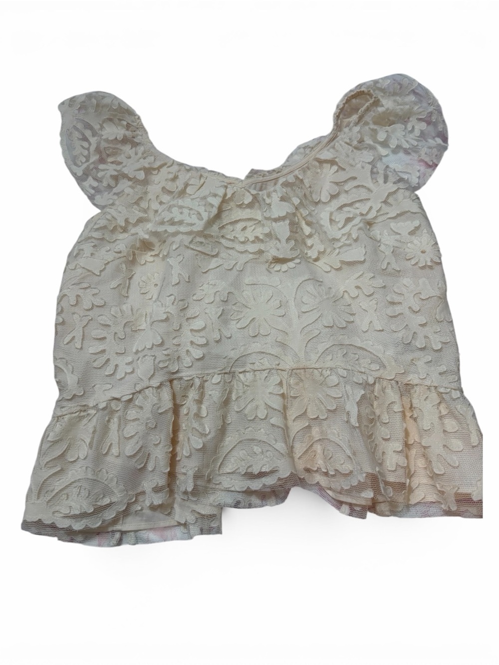 Anthropologie Cream Lace Peplum Top Boho
